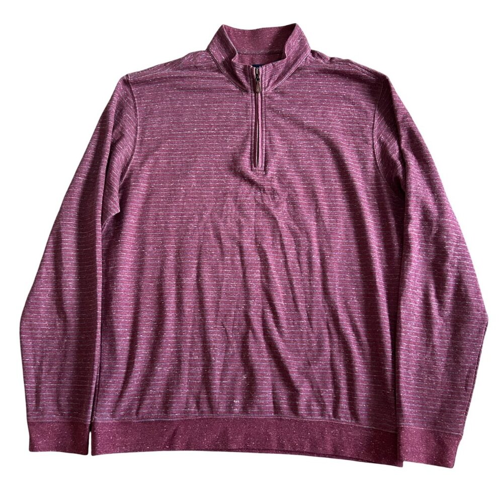 Johnnie-O Mens XL Burgundy Quarter-Zip Pullover Striped Long Sleeve
